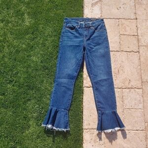 Blank NYC Crop Flare Raw Hem Jeans